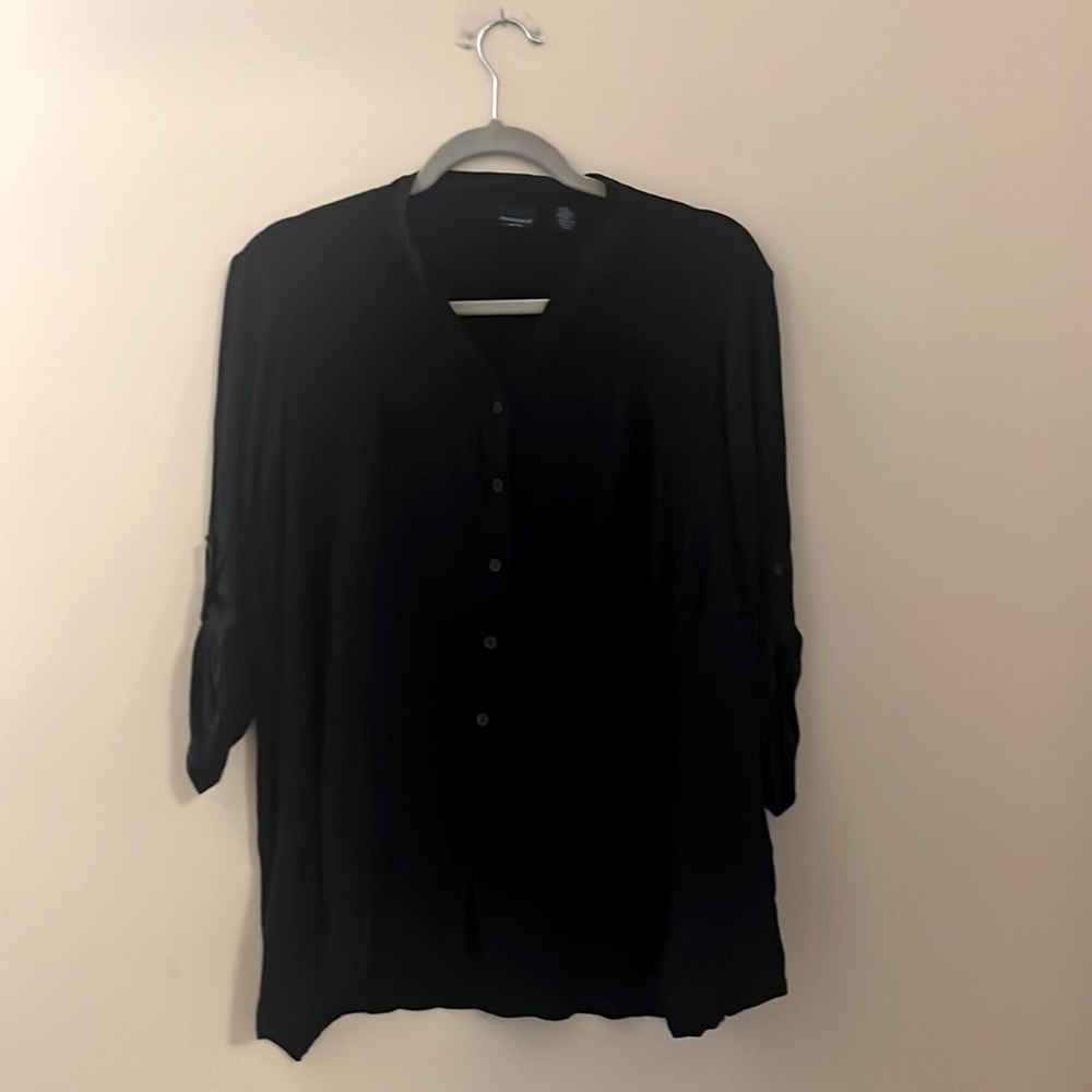 Westbound Petites Women’s Size PXL Black Button Up Blouse